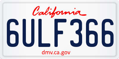 CA license plate 6ULF366