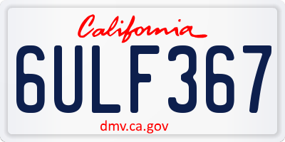 CA license plate 6ULF367
