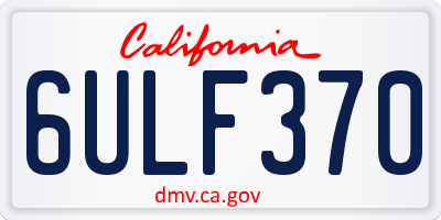 CA license plate 6ULF370