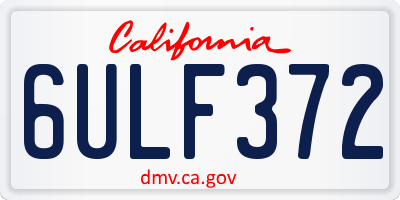 CA license plate 6ULF372