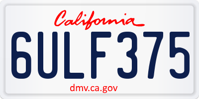 CA license plate 6ULF375