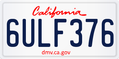 CA license plate 6ULF376