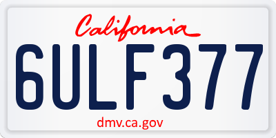 CA license plate 6ULF377