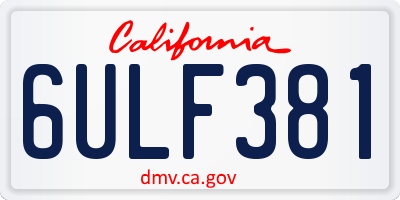 CA license plate 6ULF381