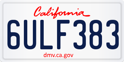 CA license plate 6ULF383