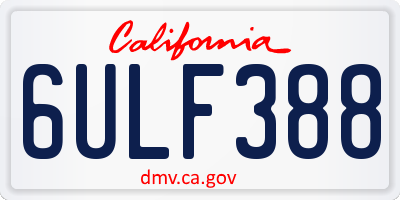 CA license plate 6ULF388