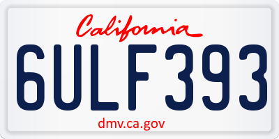 CA license plate 6ULF393