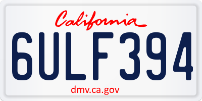 CA license plate 6ULF394