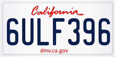 CA license plate 6ULF396