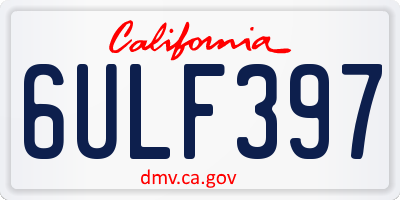 CA license plate 6ULF397