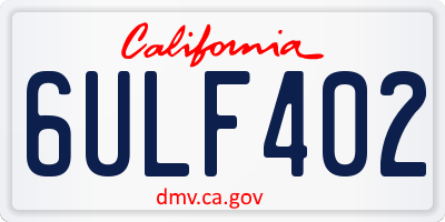 CA license plate 6ULF402