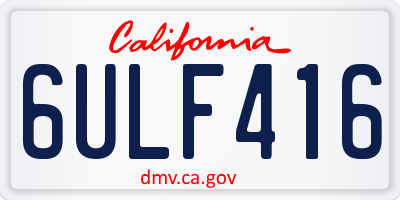 CA license plate 6ULF416