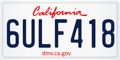 CA license plate 6ULF418