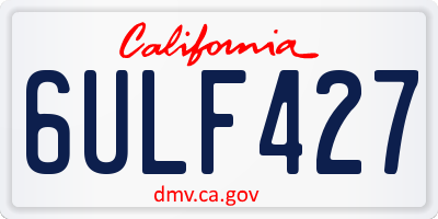 CA license plate 6ULF427