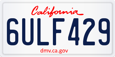 CA license plate 6ULF429