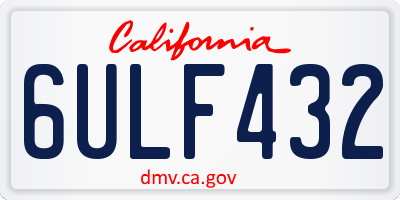 CA license plate 6ULF432