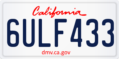 CA license plate 6ULF433