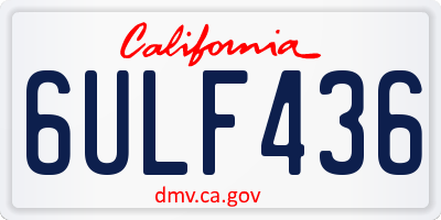 CA license plate 6ULF436