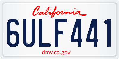 CA license plate 6ULF441
