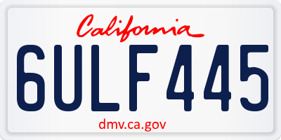 CA license plate 6ULF445