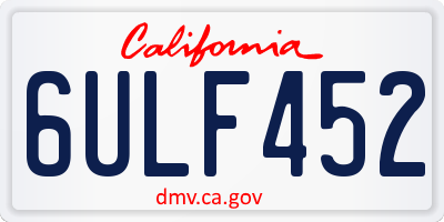 CA license plate 6ULF452