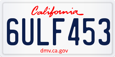 CA license plate 6ULF453