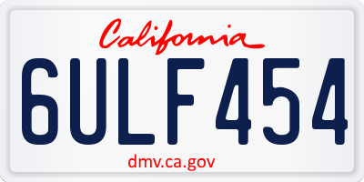 CA license plate 6ULF454