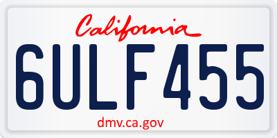 CA license plate 6ULF455