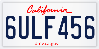 CA license plate 6ULF456