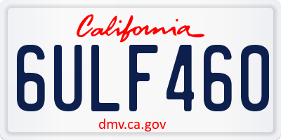 CA license plate 6ULF460