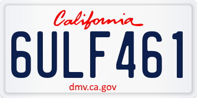 CA license plate 6ULF461