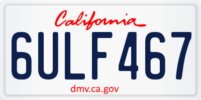 CA license plate 6ULF467