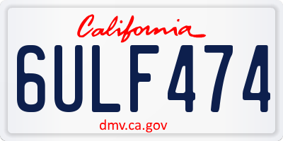 CA license plate 6ULF474