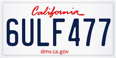 CA license plate 6ULF477