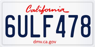 CA license plate 6ULF478