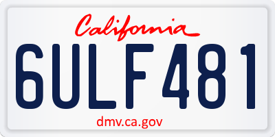 CA license plate 6ULF481