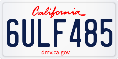 CA license plate 6ULF485