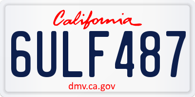 CA license plate 6ULF487
