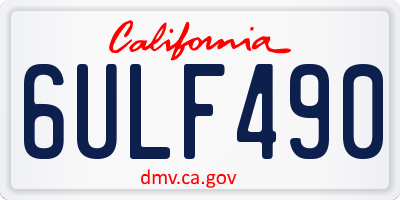 CA license plate 6ULF490
