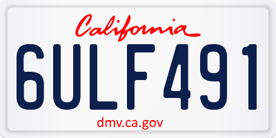 CA license plate 6ULF491