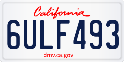 CA license plate 6ULF493