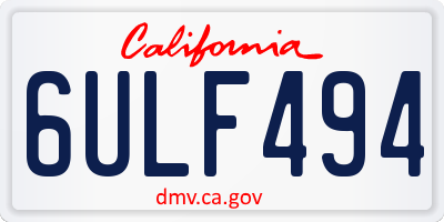 CA license plate 6ULF494