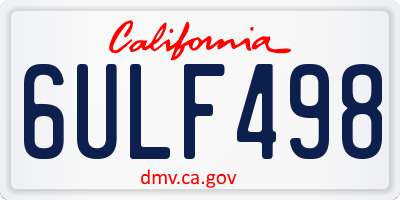 CA license plate 6ULF498
