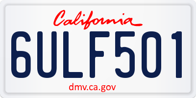 CA license plate 6ULF501