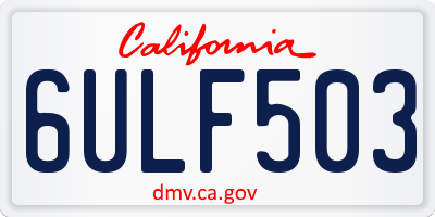 CA license plate 6ULF503