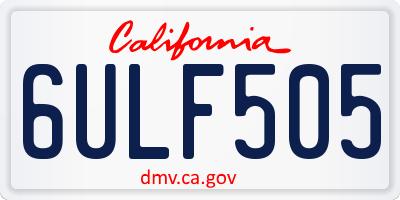CA license plate 6ULF505