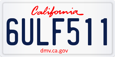 CA license plate 6ULF511