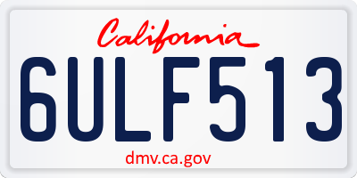 CA license plate 6ULF513