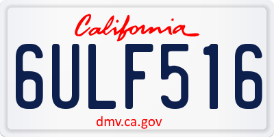 CA license plate 6ULF516