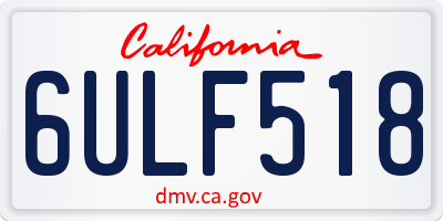 CA license plate 6ULF518